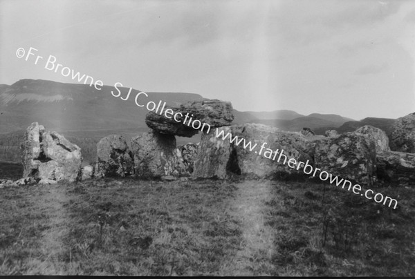 E END OF REMAINS SHOWING THE REMAINING TRILITHON AND KEELOGYBOY MOUNTAIN